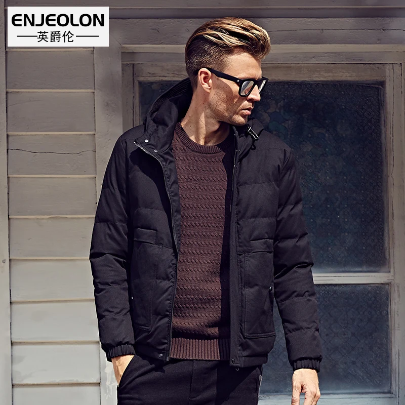 Enjeolon, брендовая зимняя хлопковая стеганая куртка с капюшоном, Мужская теплая парка, пальто для мужчин, 3XL, толстое Стеганое пальто, мужские толстовки с капюшоном, WT0247