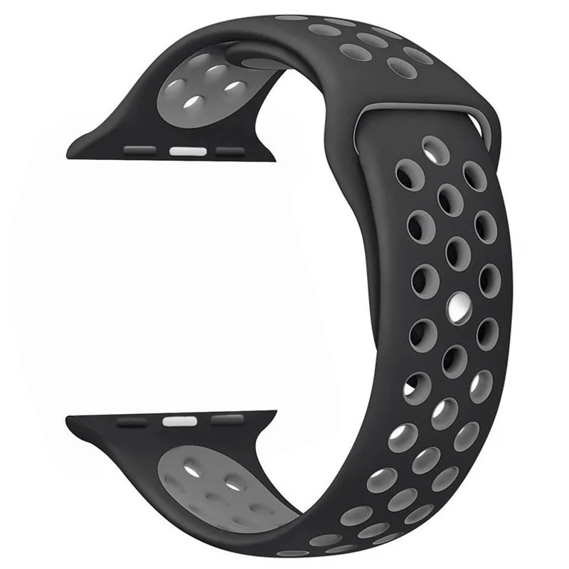 Силиконовый спортивный ремешок для apple watch 5, 4, 40 мм, 44 мм, ремешок для браслета iwatch 42 мм, 38 мм, серия 5, 4, 3, 2, 1 аксессуар - Цвет ремешка: Black gray