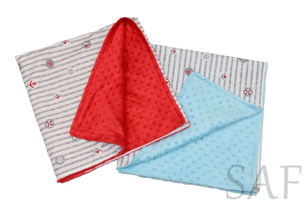 Free shipping baby blanket blue dot minky blanket arrow print extra