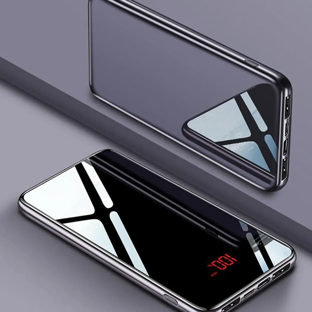 30000 мАч Внешний аккумулятор светодиодный 18650 Внешний аккумулятор цифровой дисплей освещение Портативный двойной usb type-C для Xiaomi samsung IPhone - Цвет: gray