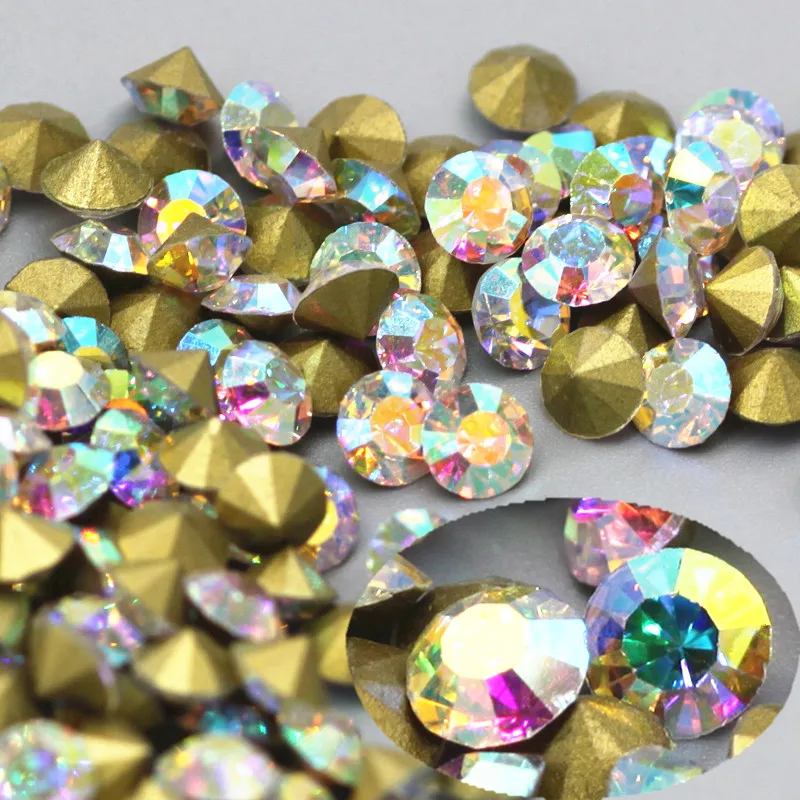 

SS2-SS33 Point Back Rhinestones Strass Glass Crystal AB Color 3D Nail Art Decoration DIY Clothes Jewelry Accessories Decorations