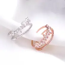 Двухслойные кольца с микро-цирконием для женщин, индивидуальные стразы, Открытое кольцо, модное ювелирное изделие, регулируемая бижутерия цвета розового золота