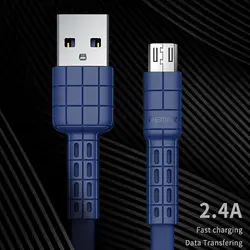 USB Remax Дата-кабель плоский металлический зарядный кабель 2.4A прочный Быстрый зарядный кабель для xiaomi samsung для iPhoneXs 6 6s 7 8 iPhone x