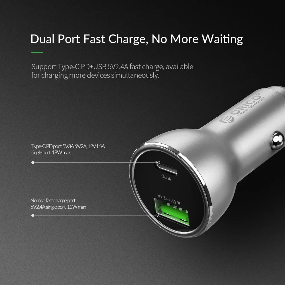 ORICO автомобильное USB зарядное устройство Быстрая зарядка для мобильного телефона