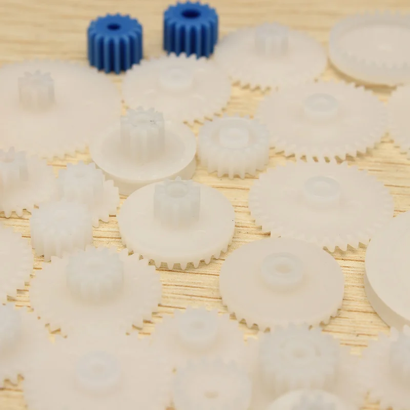 60 unids/set juego de engranajes de plástico DIY correa de polea gusano doble engranaje para Robot herramienta de bricolaje
