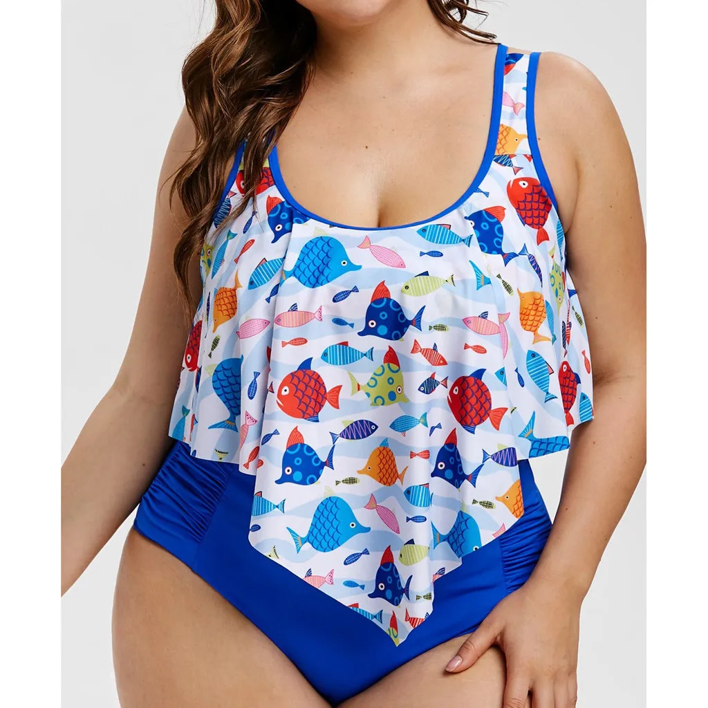 

Bikinis 2019 Mujer Women's Plus Size High waist vest Swimsuit Fish Two-piece Swimsuits Maillot De Bain Femme Bathing Suit