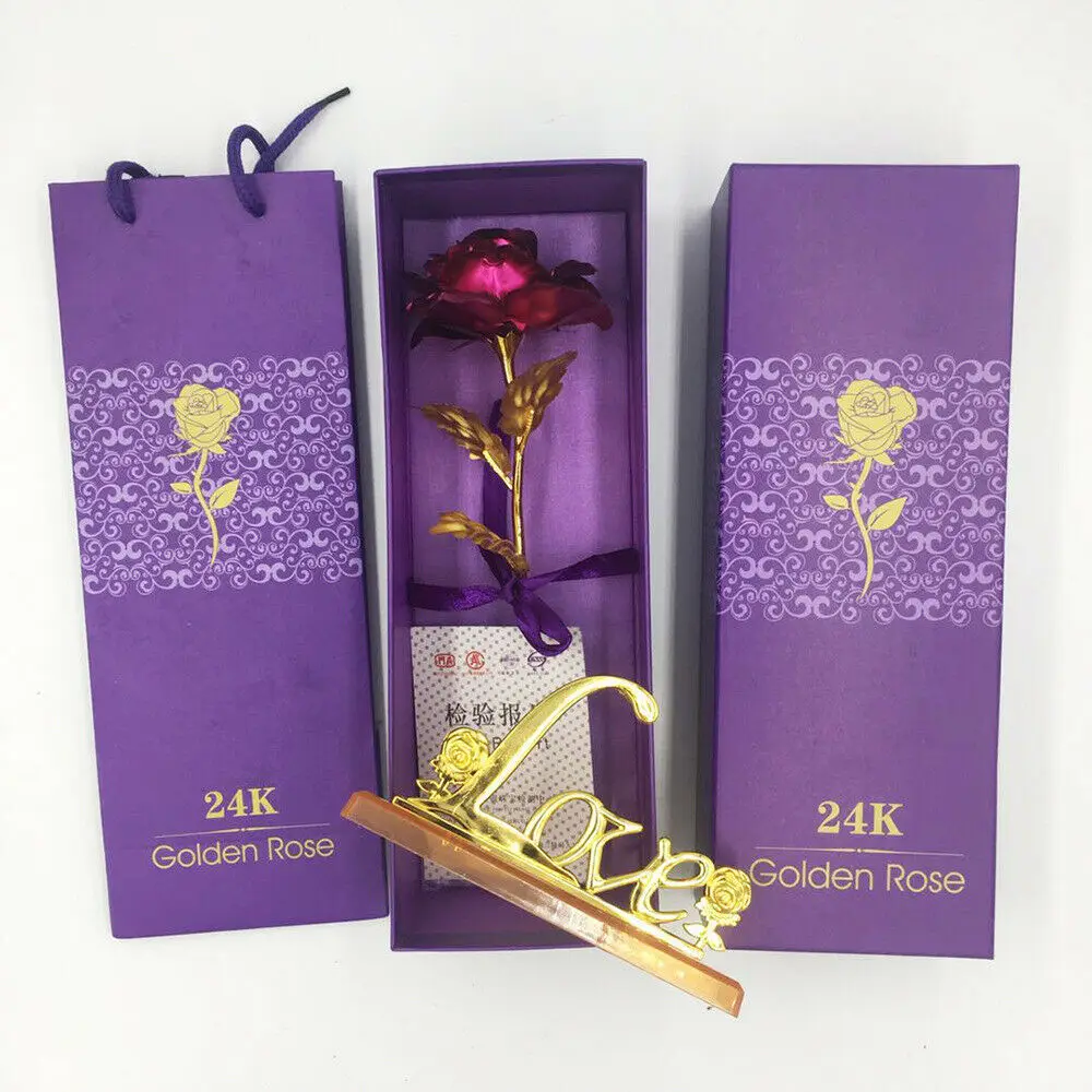 

Valentines Day Gift 24k Gold Foil Plated Rose gold leaf rose Wedding Supplies Valentine 's Day Birthday New Year Decor Gifts