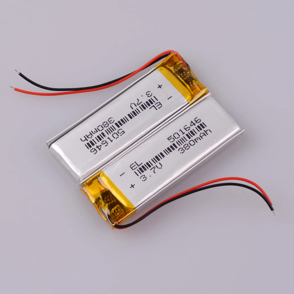 3.7V 380mAh 501646 Lithium Polymer LiPo Rechargeable Battery For Mp3 Mp4 DIY TWS Lenovo compartment bluetooth headset | Электроника