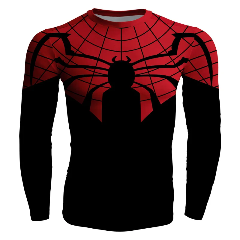 S XXL Cool Comics Men Round Neck Big red spider man print 3D Long ...