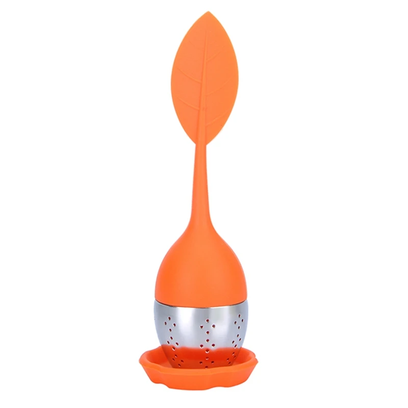 orange leaf infuser Urijk ситечко для горячего чая из нержавеющей стали, чайник для заварки чая, фильтр для заваривания чая, чайный горшок с поддоном, травяной чай и кофе, фильтр, посуда для напитков - Цвет: orange leaf infuser