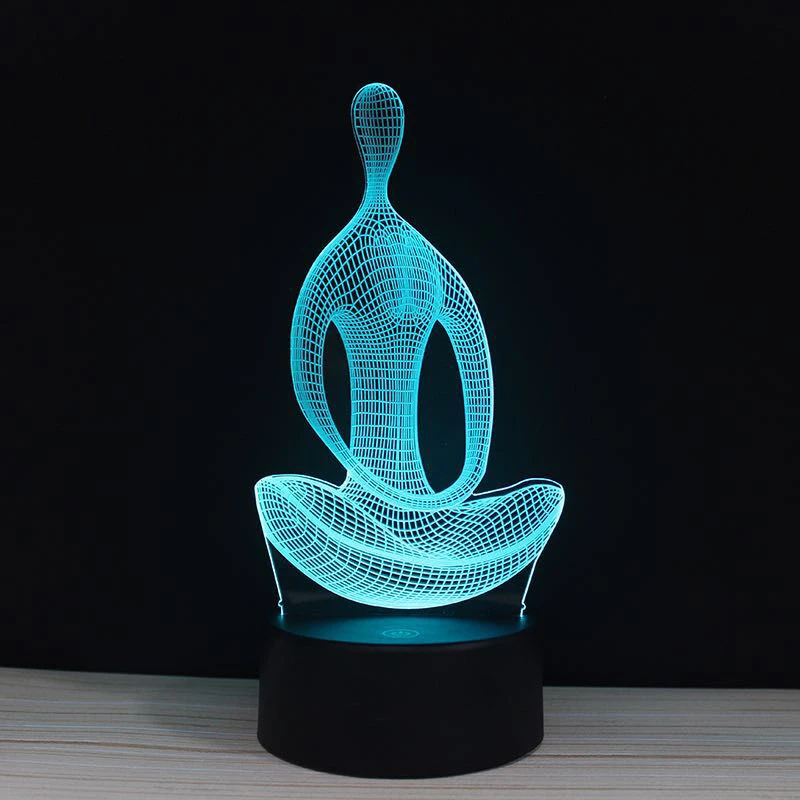 Абстрактная линия Art Yoga Twisted space night light светодиодный сенсорным выключателем LED акриловая 7 цветов Автоматическая смена 3D иллюзия лампы для