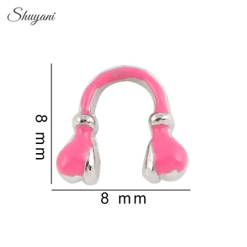 

F282 Wholesale 20PCS Mini Earphone Charms Pink Headset Floating Locket Charms for Living Glass Locket