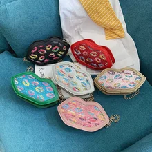 Детские губы девушки через плечо сумка дети милые сумки на ремне модные женские туфли на молнии, сумка, сумка на плечо Для женщин сумки bolsa feminina