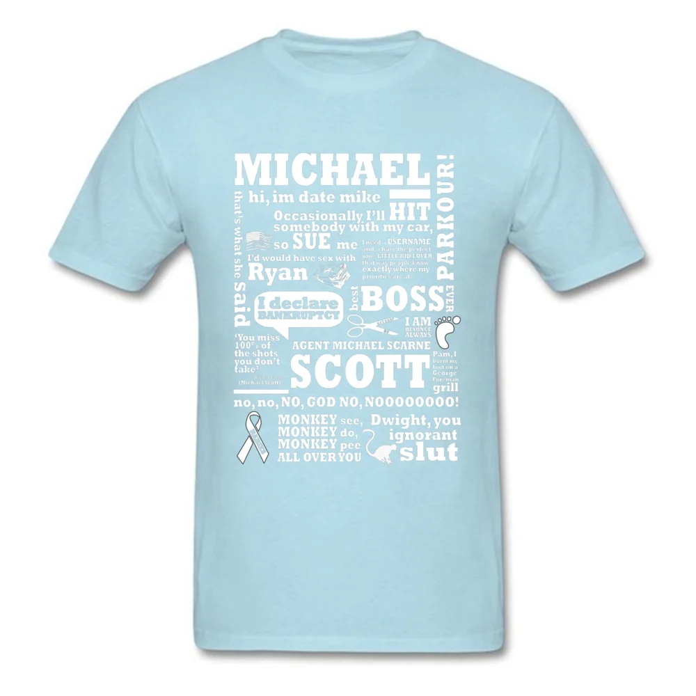 Офисная Футболка мужская Майкл Скотт Женская футболка dander Mifflin inc. Компания ТВ шоу Майкл Скотт Космос Футболка X футболки с надписями - Цвет: Light Blue