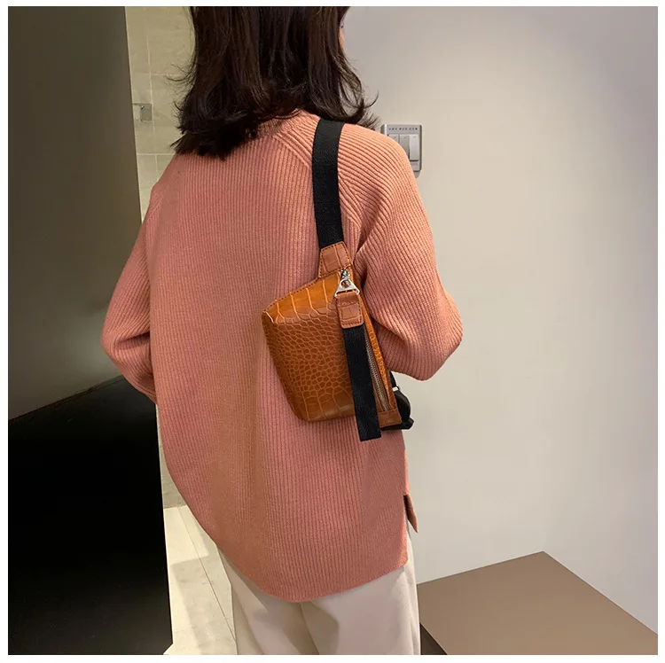Трендовая Женская поясная сумка из искусственной кожи, мини-сумки на молнии, корейская модная женская нагрудная сумка из искусственной кожи
