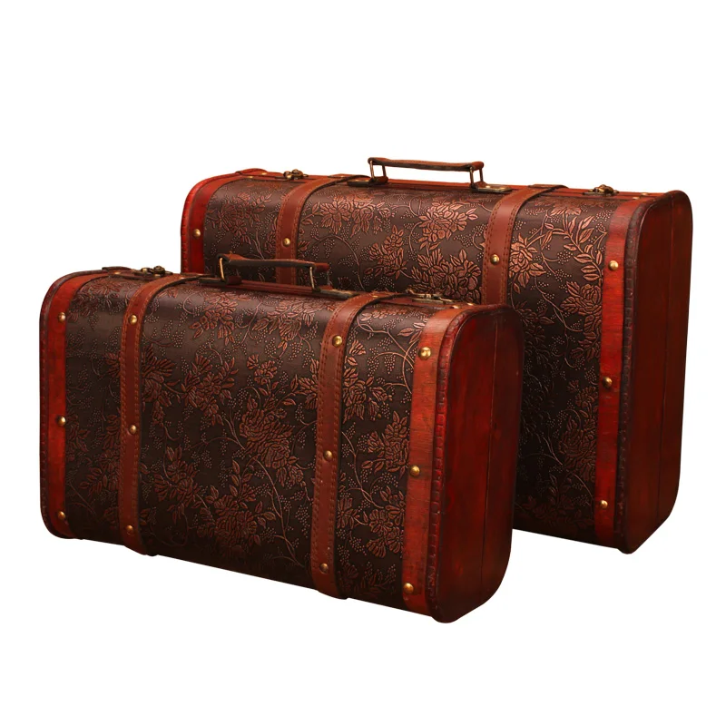 

Creative Retro Wooden Suit Box Clothes Storage Box Luggage Case Suitcase Decoration Vintage Bar Photography Props Window Display
