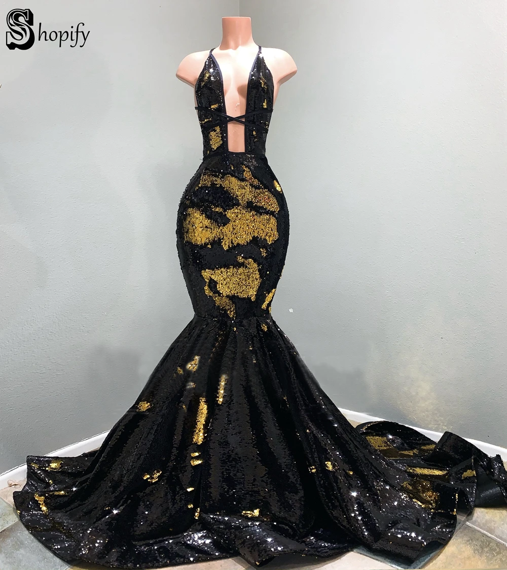 black mermaid style prom dress