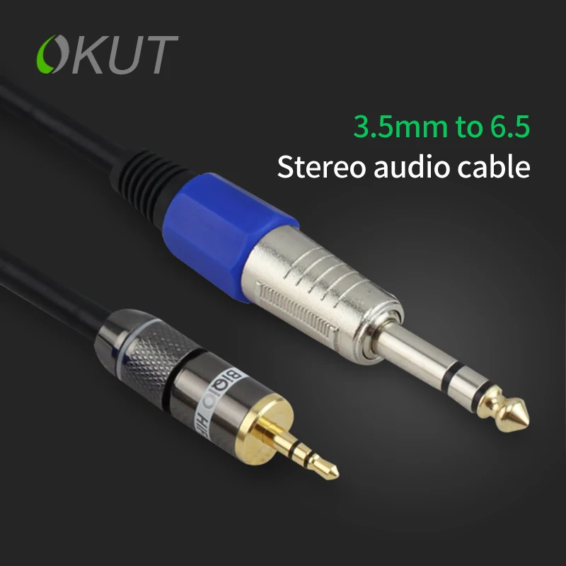 OKUT 3.5mm to 6.5mm Adapter Jack Audio Cable for Mixer Amplifier Male
