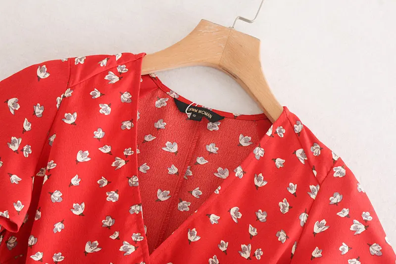Popular new New Bird 40-9488 European and American Fashion Printed V-collar Loose Top