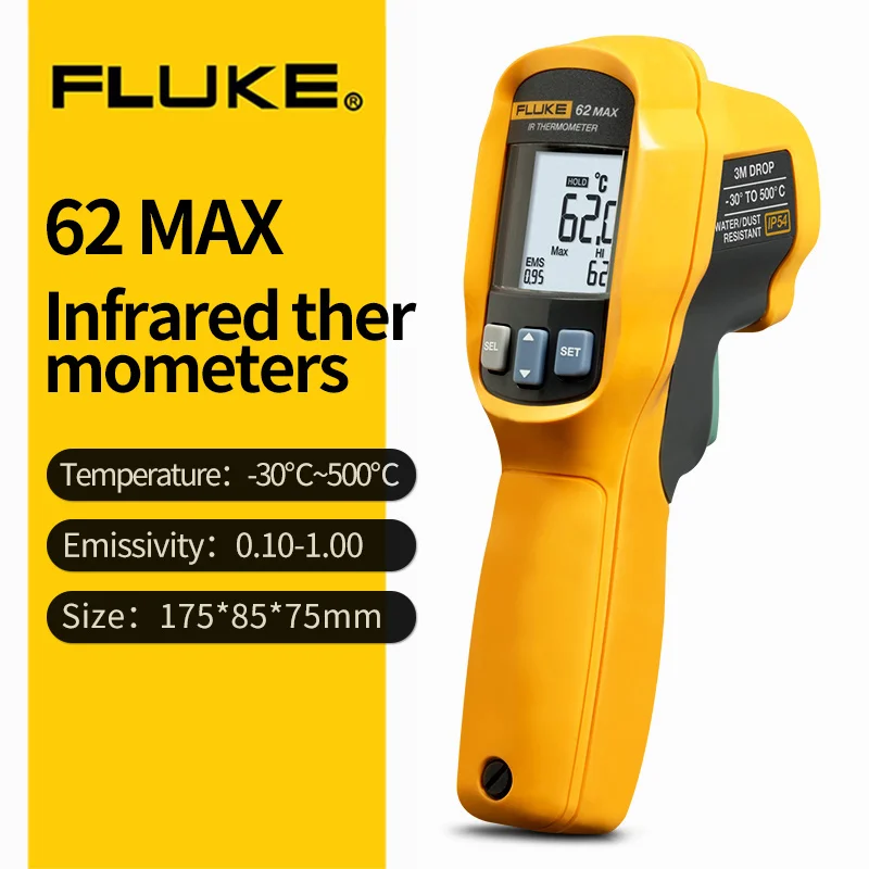 FLUKE инфракрасный термометр 59 MT4MAX F62MAX Высокая точность бытовой выпечки температура пистолет - Цвет: F62 MAX