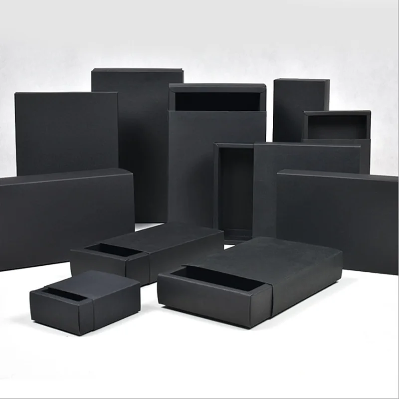 Black Cardboard box Paper Drawer boxes Wedding Black Gift Packing Paper Box For Jewelry/Soap
