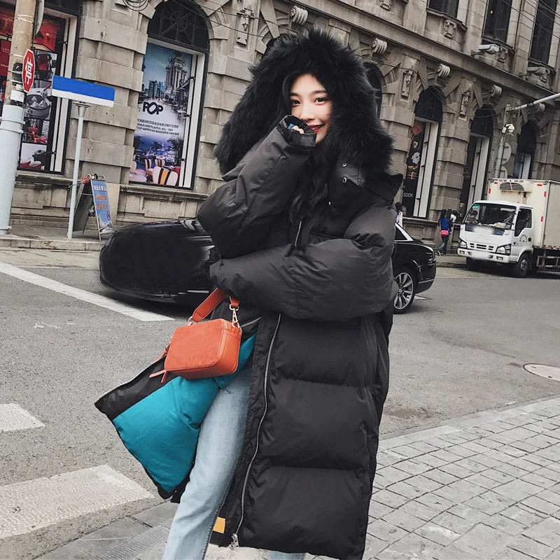 Big Real Raccoon Fur 2018 Winter Jacket Women Long Down Parka Female White Duck Down Jacket thick Warm Hooded Women Loose Coats