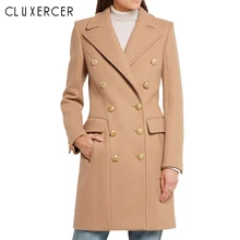 /Новинка; зимняя женская обувь; пальто элегантный двубортный средней длины длинное пальто из натуральной кожи зимние теплые женские пальто из шерсти верхняя одежда casaco feminino