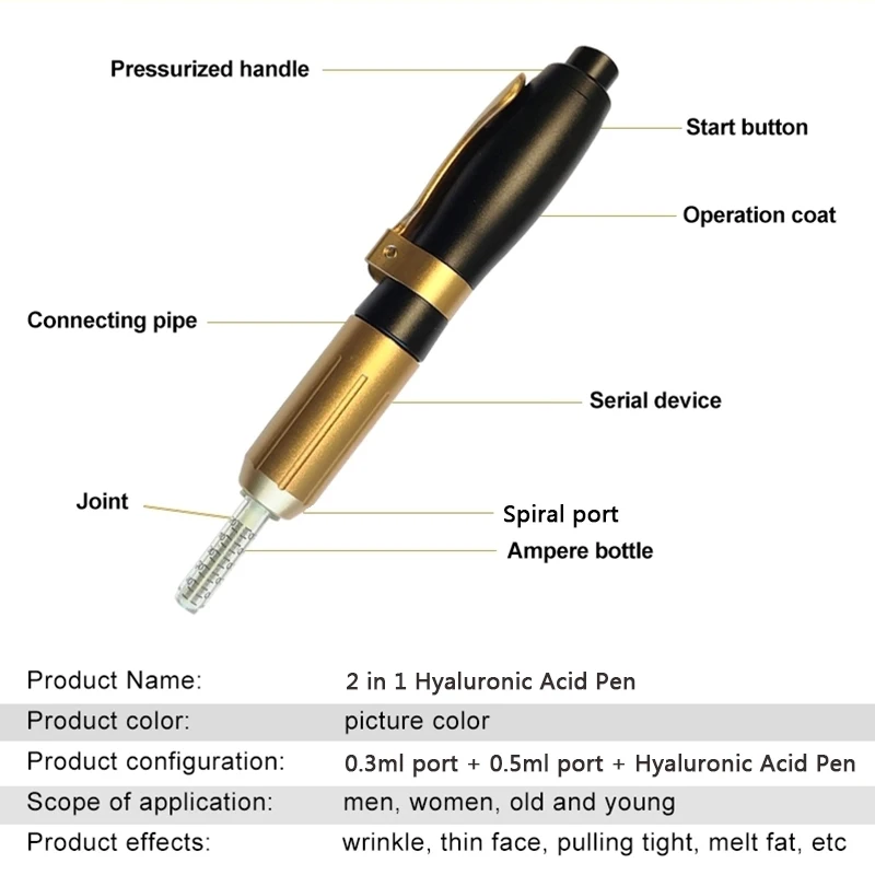 0,3 мл/0,5 мл 2 в 1 ручка с гиалуроновой кислотой пистолет с гиалуроником lin для удаления морщин против старения подтяжка губ высокое давление
