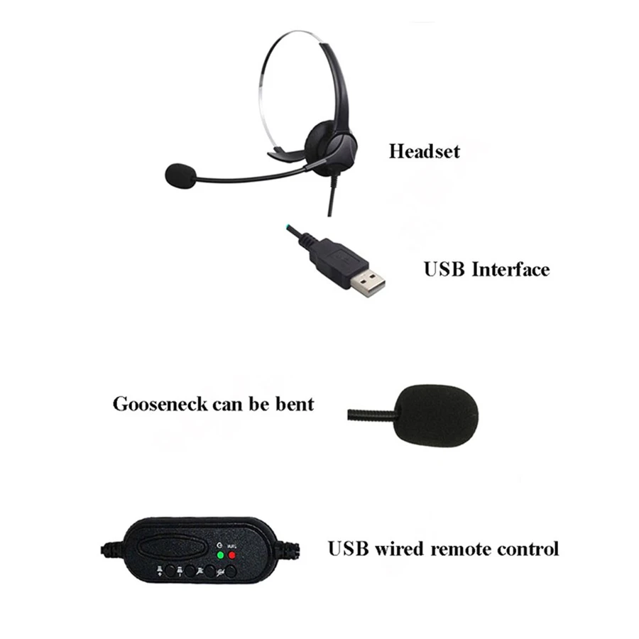 Usb-гарнитура с микрофоном, центр вызова, головное устройство с шумоподавлением, Вращающийся Регулируемый головной гарнитур для ПК, ноутбука