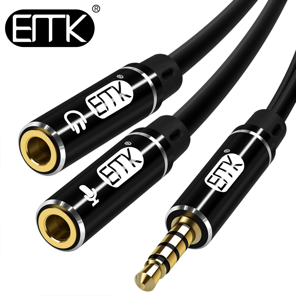 EMK 3.5mm Audio Splitter Cable for Computer Jack 3.5mm 1 Male to 2