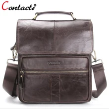 CONTACT’S Cuero Genuino de Los Hombres Bolsa de Mensajero de los hombres Crossbody Del Bolso de Hombro Para Los Hombres de Negocios de Moda 2017 Bolsas de Viaje