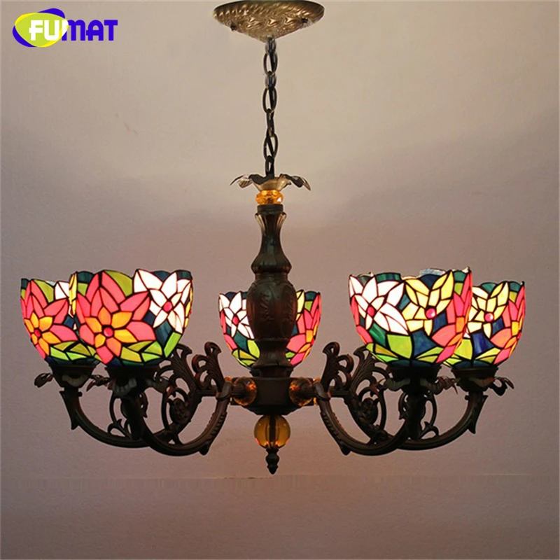 Popular Antique Stained Glass Lamp Shades-Buy Cheap Antique FUMAT Stained Glass Pendant Lamp Antique Style Baroque Glass Body Flower Shade Restaurant Suspension Lampe Hotel - Popular Antique Stained Glass Lamp Shades-Buy Cheap Antique