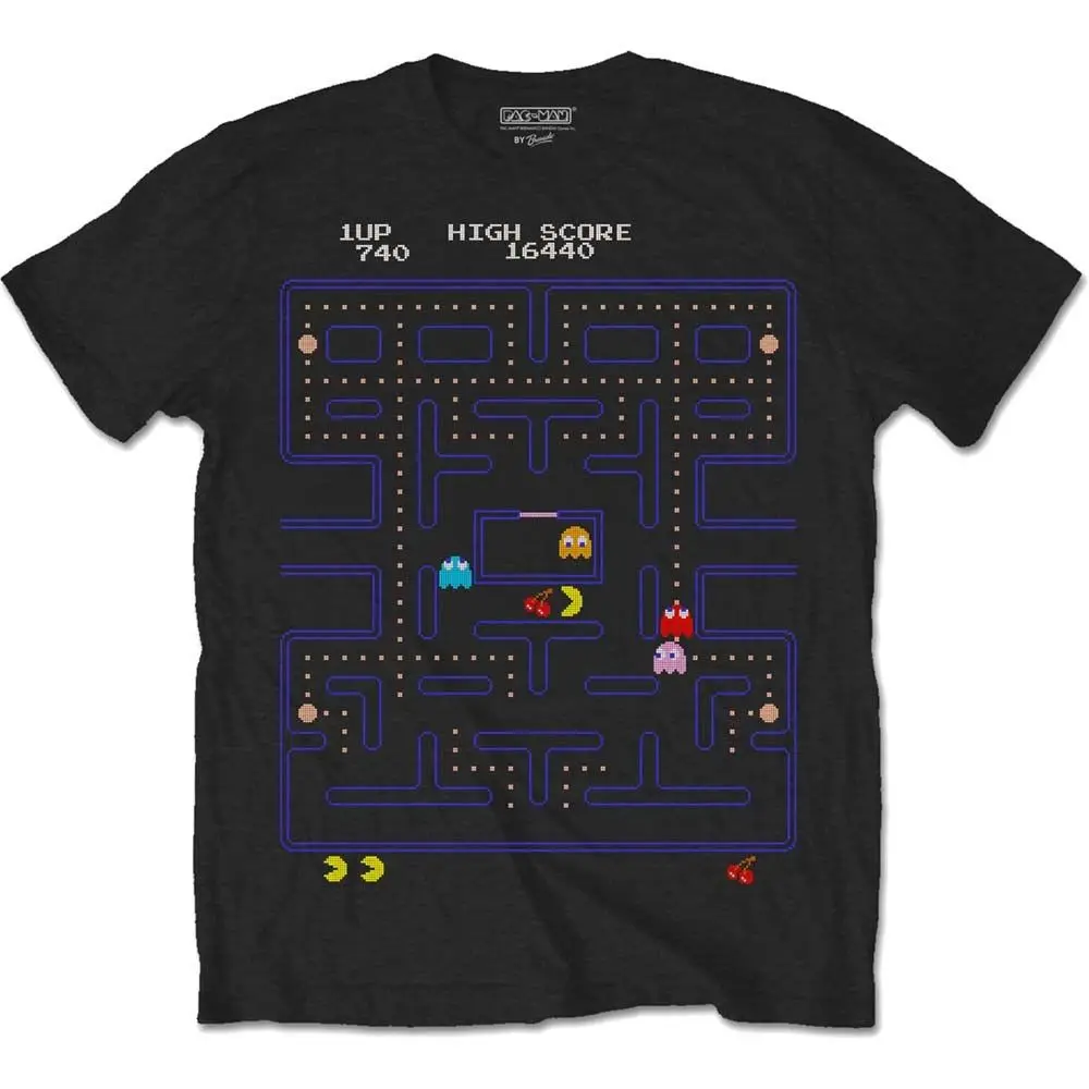 Pac Man Game Screen Classic Official Pacman Namco Arcade Game Black ...