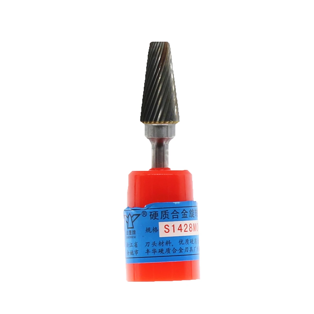 

Head 14mm,Cone flat nose,carbide rotary burrs, rotary burrs, deburring with rasp, carbide burrs, carbide grinding.S1428M06