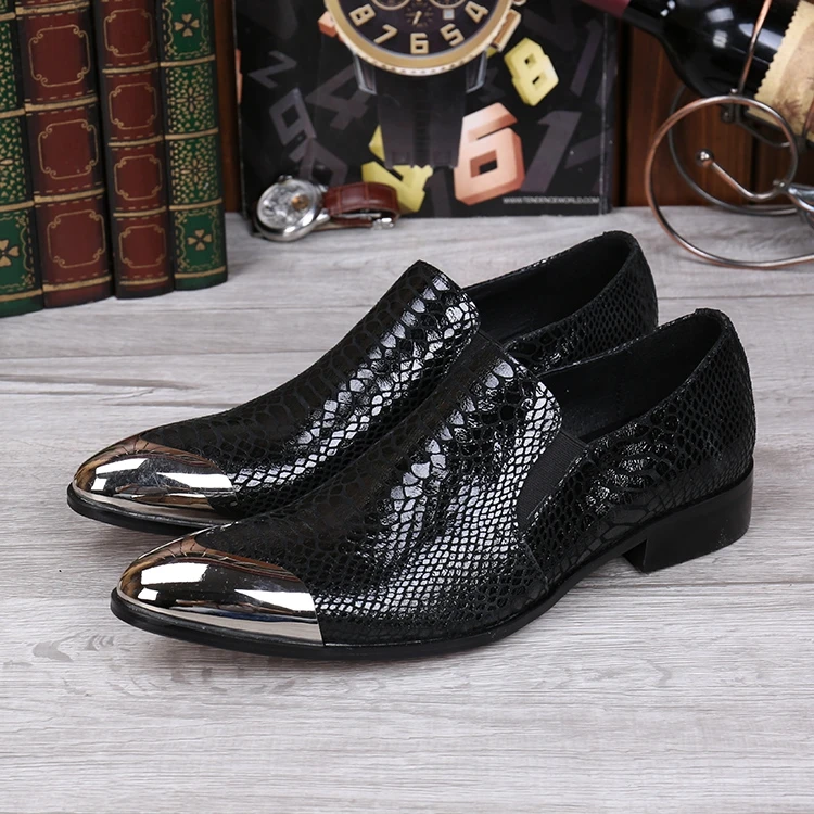 Мужские деловые туфли оксфорды chaussure homme черные из крокодиловой кожи с круглым