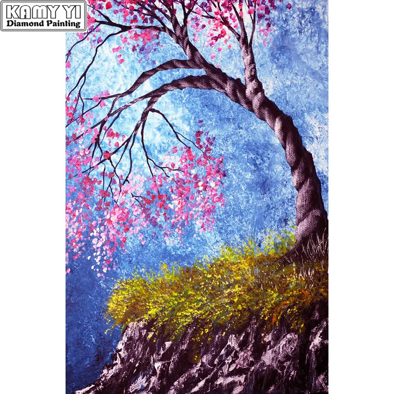 

5D DIY Full Square Diamond Painting Cross Stitch "Cliffside Tree" 3D Diamond Embroidery Rhinestone Mosaic Home Decor Gift