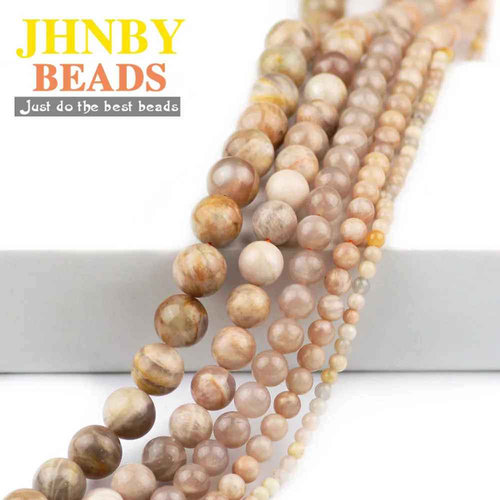 

JHNBY Hight Quailty Natural Stone Sun Stone Beads 4-12mm Pretty Round Loose Beads for Jewelry Bracelet Making DIY Accessories