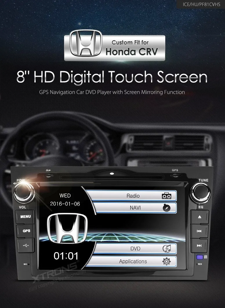 XTRONS " HD цифровой Сенсорный экран 2 din Автомобильная Стереосистема радио DVD плеер gps рулевого колеса для Honda CRV 2007 2008 2009 2010 2011