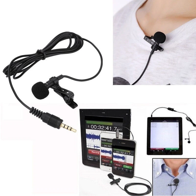 Black Metal 3.5mm Jack Microphone Lavalier Tie Clip Microphones Microfono Mini Mic For Speaking