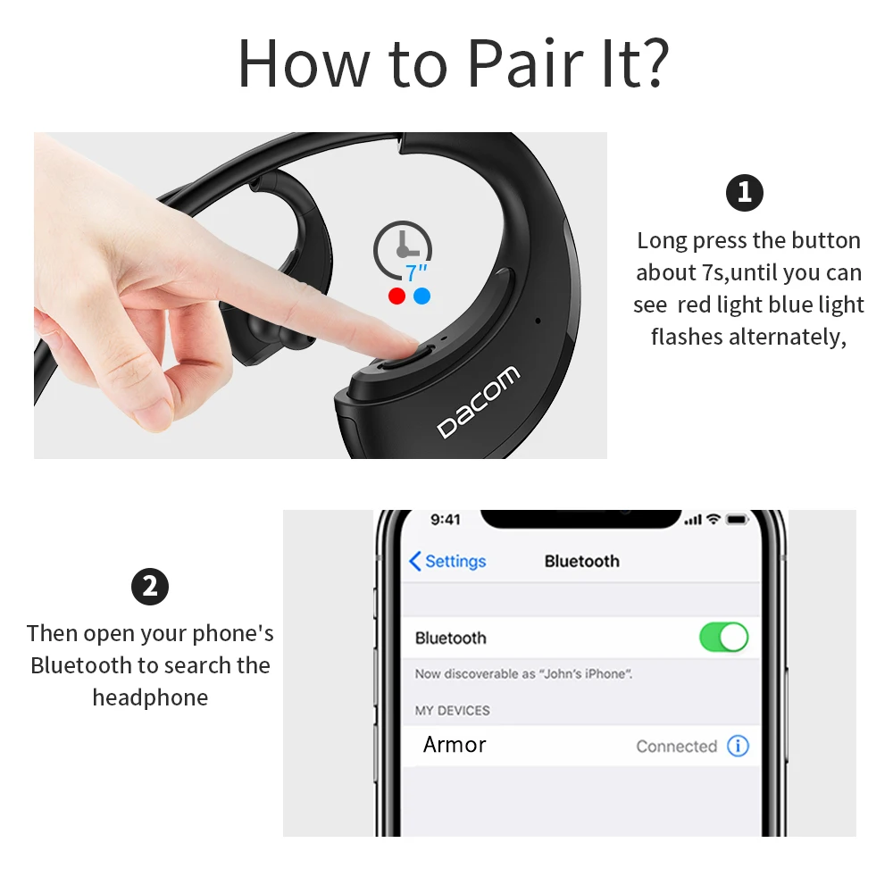 Продажа Dacom ARMOR водонепроницаемые спортивные беспроводные наушники для бега, Bluetooth наушники, гарнитура, наушники для телефонов с микрофоном громкой ...