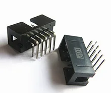 10PCS DC3 10 Pin 2x5Pin Right Angle Double Row Pitch 2.54mm Double-spaced Pin Male IDC Socket Box Header Connector High Quality