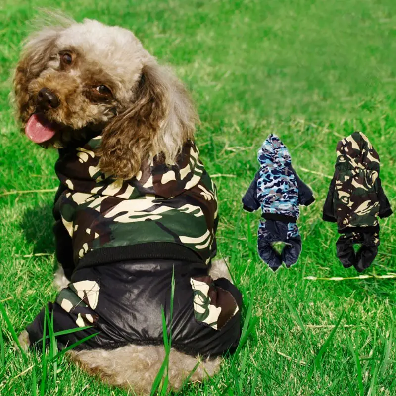 Thickened Warm Pet Dogs Four Legs Down Coats for Winter Puppy Camouflage Hoodie Coat Jackets For