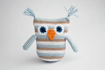 

Owl Rattle, handmade crochet toy, baby shower gift