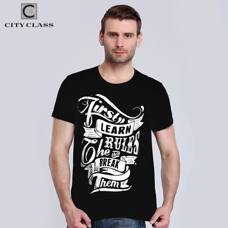 

CITY CLASS 2017 Men Fashion T Shirt Brand Clothing New Print Design Cotton Black White Fun Tshirts O-neck Tops Tees 2522
