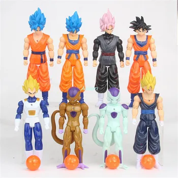 

8 Pcs/set Dragon Ball Flash Gold Frieza Blue Hair Goku Vegeta Goku Black PVC Action Figure Collectible Model Toy OPP 18CM B925