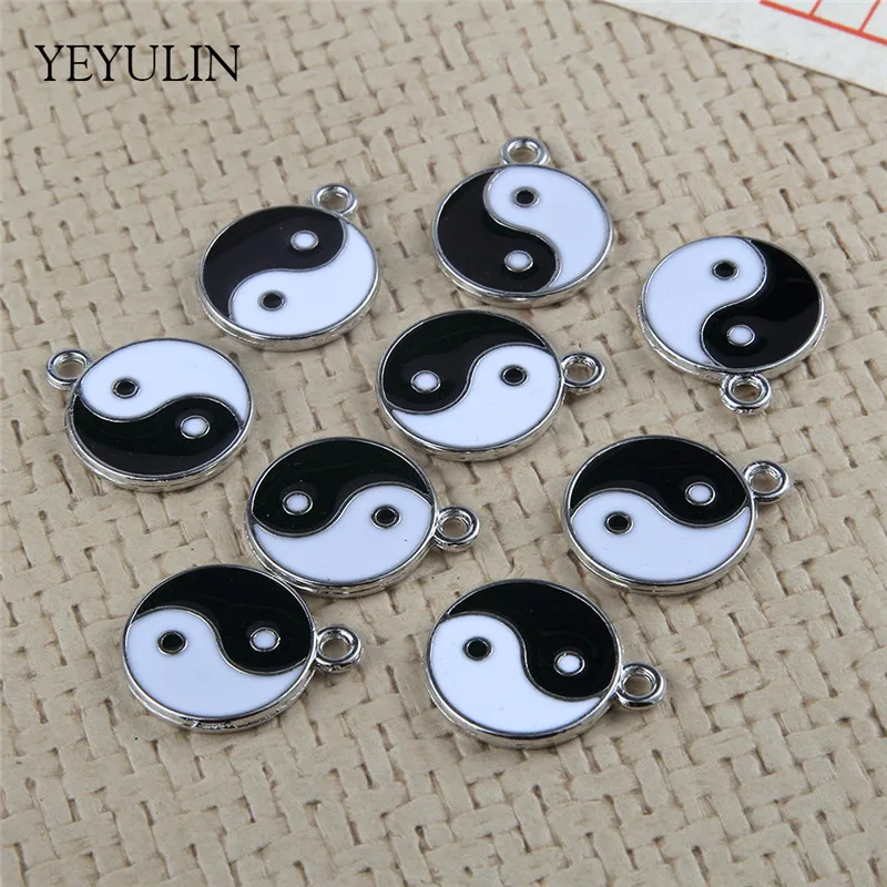 Модный эмалевый кулон Taji Yin Yang сплетни для мужчин и женщин, ожерелье и подвеска, ювелирные аксессуары, 10 шт, 18 мм