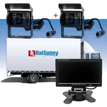 DC12-24V 7 Inch TFT LCD Car Parking Monitor + 2 PCS 4 Pin IR Night Vision CCD IR Backup Camera For Bus/Van/Truck