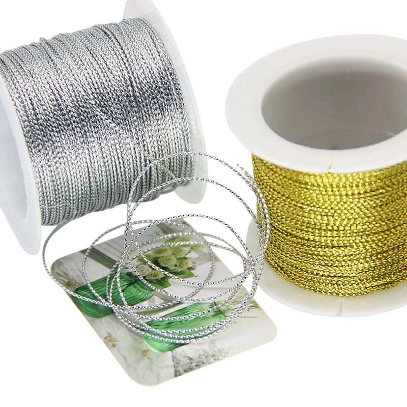 

5Rolls 20M(22Yards) Glitter Cords DIY Gift Packing Hang Tag String Strap Wedding Florists Crafts Decoration Rope Gold Threads