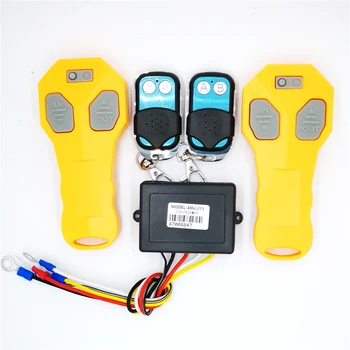 

DC12V Universal Car Wireless Winch Remote Control With Yellow Four Handset Matched Transmitters