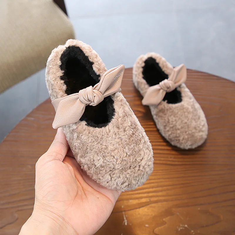 

Winter girls'cotton shoes wool bow Princess toddler girl boots children's Lamb Fur shoes